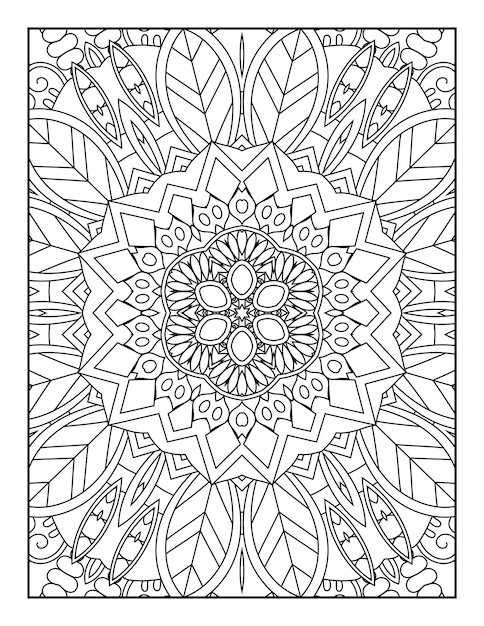 Mandala kleurplaat voor volwassenen en met de hand getekende schets mandala kleurboek voor kinderen lijntekeningen