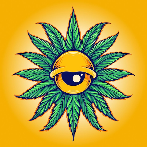 Mandala leaf cannabis eyes vector illustrations for your work logo, mascot merchandise t-shirt, stickers and label designs, poster, greeting cards advertising business company or brands.