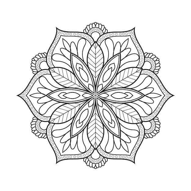 Mandala line art for coloring book page Indian ethnic style Islamic mandala design