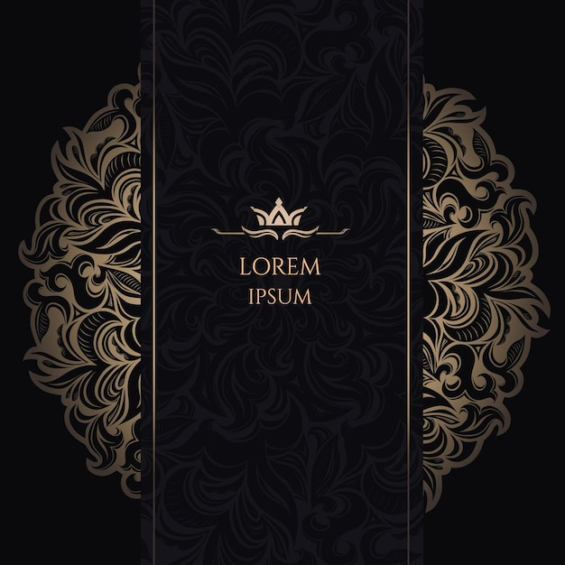 Mandala luxury background ornamento modello per invito a nozze copertina del libro volantino menu brochure cartolina sfondo carta da parati decorazione oro e nero