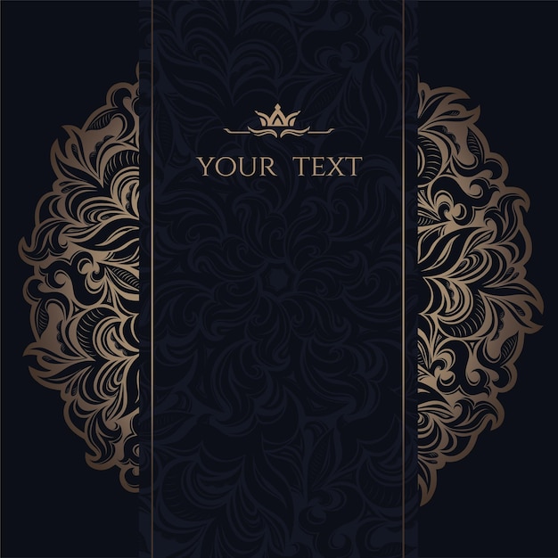 Mandala luxury background ornament template for wedding invitation book cover flyer menu brochure postcard background wallpaper decoration gold and dark blue