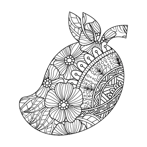 Vector mandala mango coloring page for kids