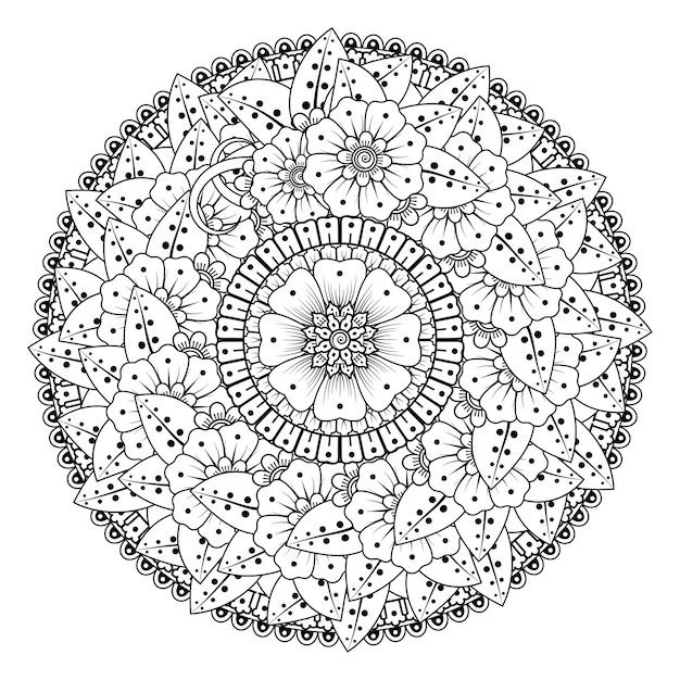 Mandala met bloem voor henna, mehndi, decoratief ornament in etnische oosterse stijl.