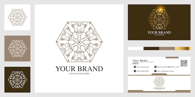 Mandala of ornament luxe logo sjabloonontwerp met visitekaartje