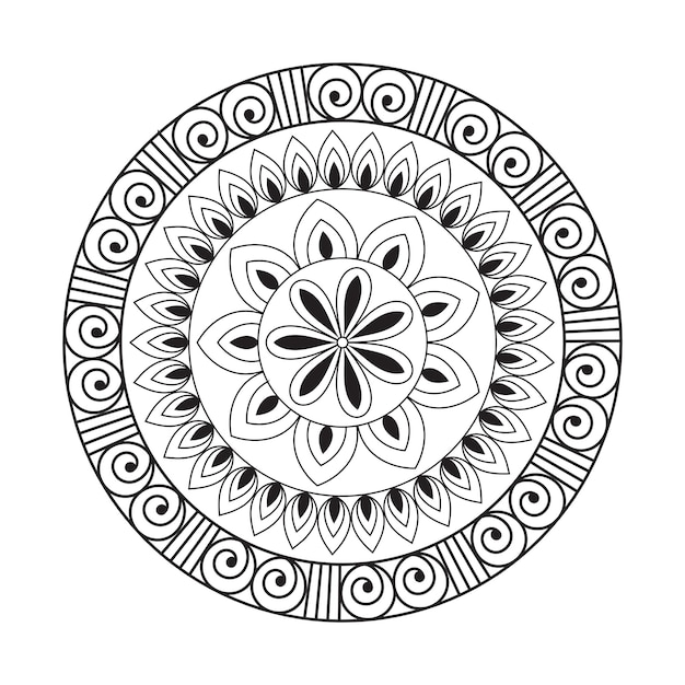 Mandala-ontwerp Decoratief patroon Decoratie Sneeuwvlok op zwart Bloempatroonontwerp