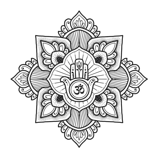 Mandala-ontwerp. Hamsa symbool