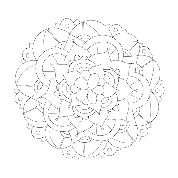 Mandala ontwerp rond bloemenornament Abstracte doodle achtergrond Kleurplaat