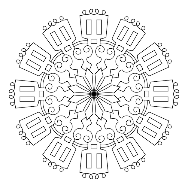 Mandala ontwerp voor kleurplaat decoratief rond ornament anti-stress therapie patroon yoga logo