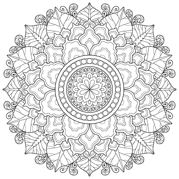 Vector mandala-ontwerp voor kleurplaat voor volwassenen