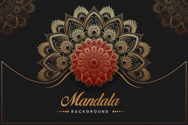 Mandala-ontwerpachtergrond in gouden kleuren sierontwerp