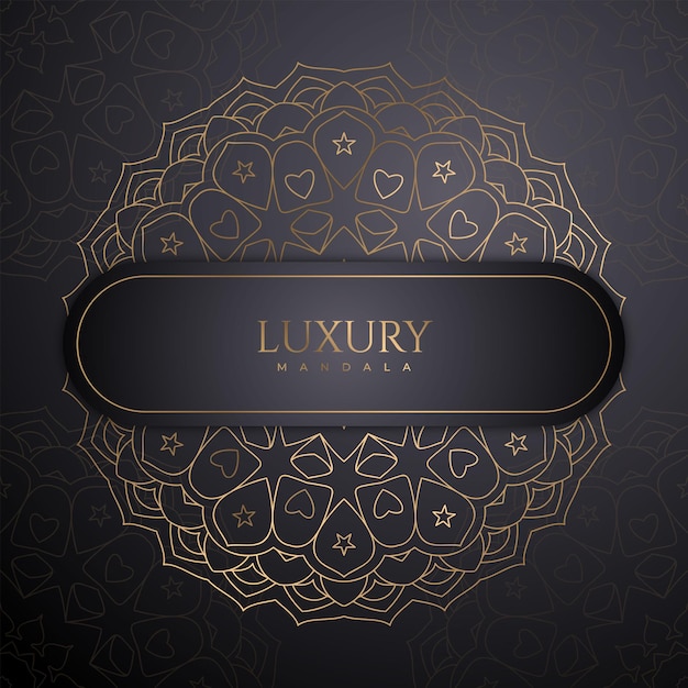 Mandala ornament on a black background. invitation card. golden pattern. luxurious golden mandala vector. decorative golden mandala gift card. luxurious decoration. mandala pattern with gold color.