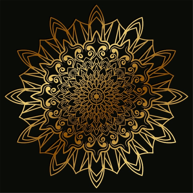 Mandala ornament or flower background design golden color.