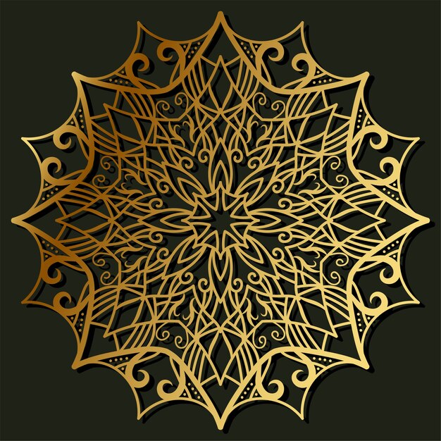 Mandala ornament or flower background design golden color.