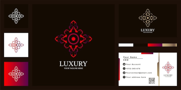 Mandala or ornament luxury logo template design with business card.