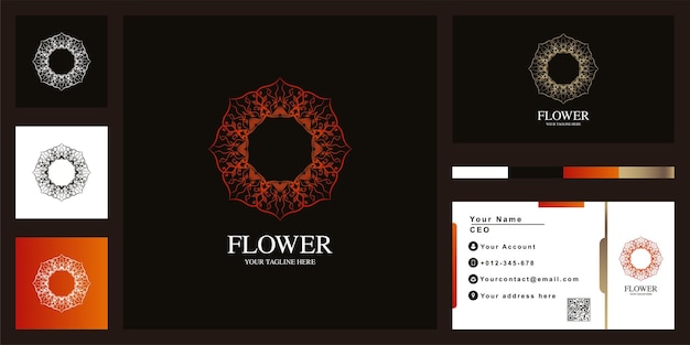 Mandala or ornament luxury logo template design with business card.