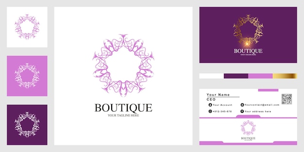 Vector mandala or ornament luxury logo template design with business card.