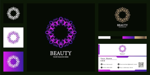 Mandala or ornament luxury logo template design with business card.