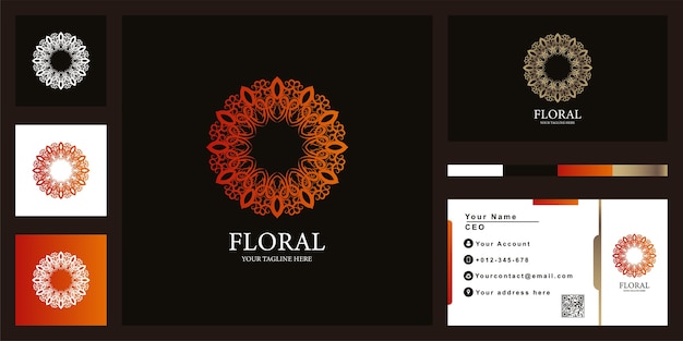 Mandala or ornament luxury logo template design with business card.