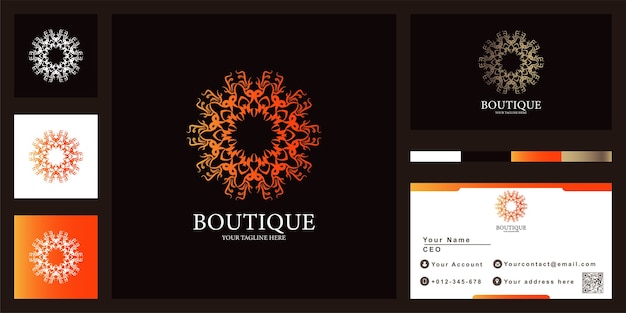 mandala or ornament luxury logo template design with business card.