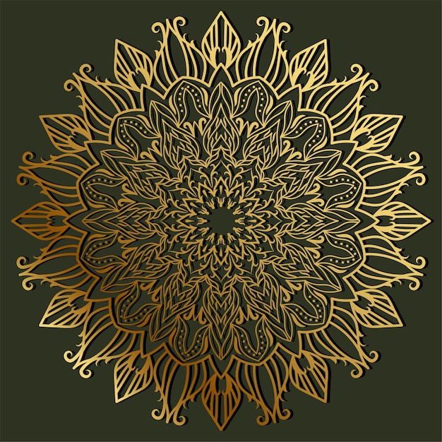 Mandala ornament of bloem achtergrond ontwerp gouden kleur.