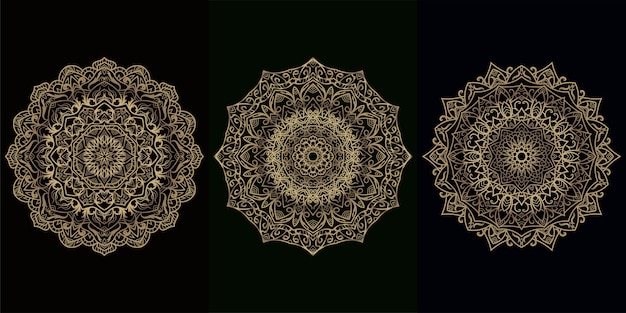 Mandala ornament of bloem achtergrond ontwerpset collectie.