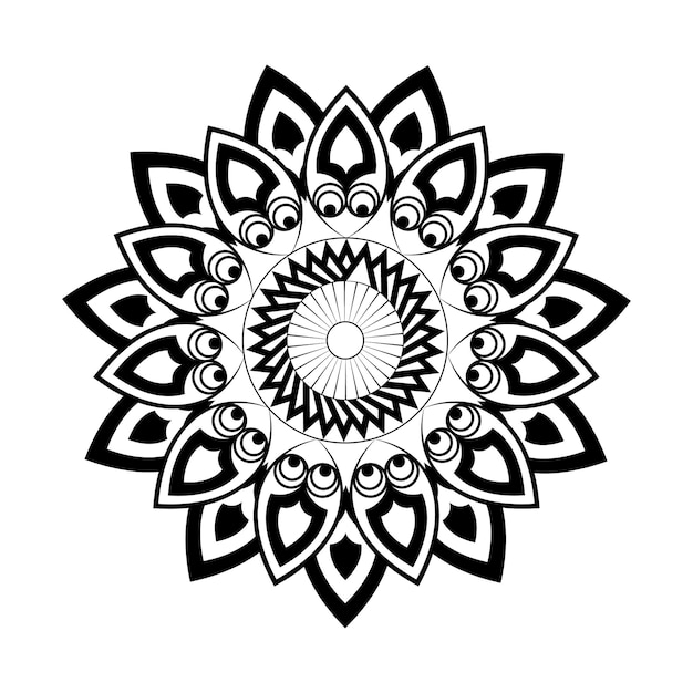 Mandala ornament patterns graphics vector illustration black and white background Premium Vector