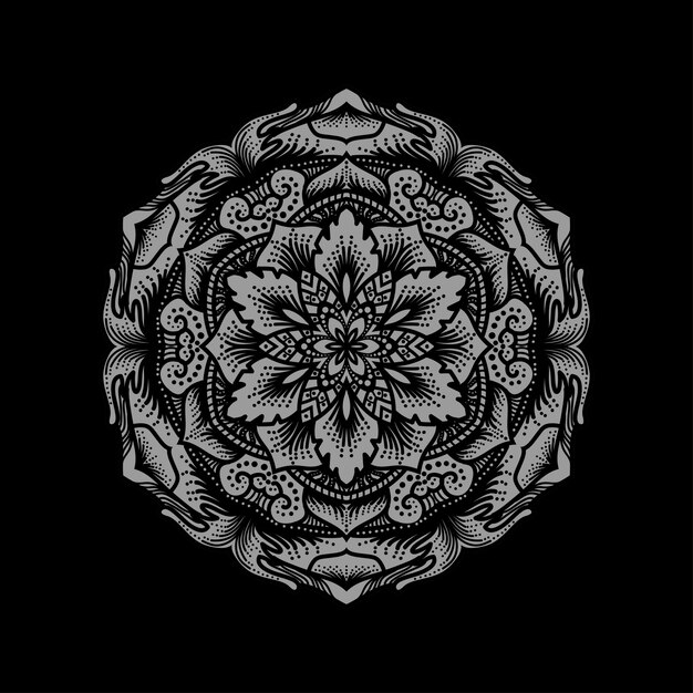 Mandala ornament with engraving style