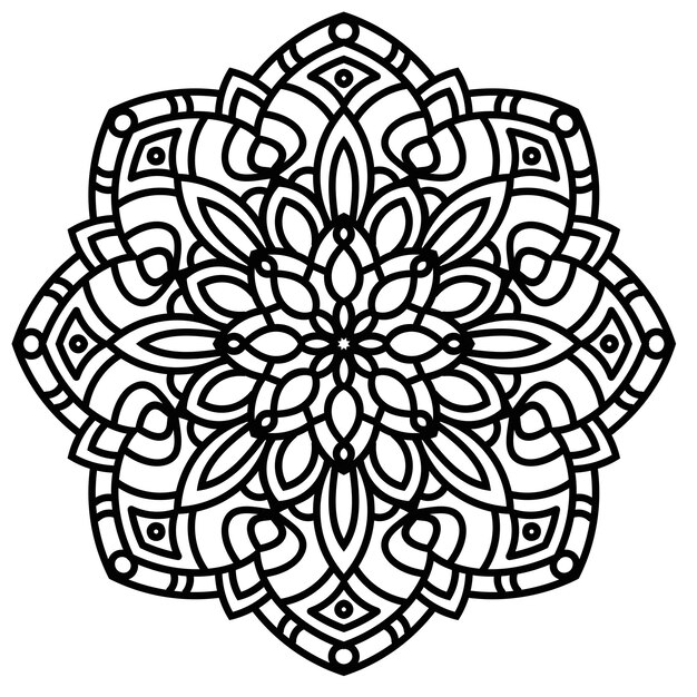 マンダラ。白い背景に分離された観賞用ラウンド落書き花。幾何学的な円の要素。