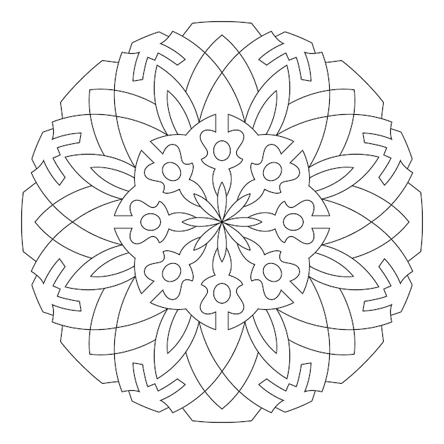 Mandala overzicht kleurplaat. het ronde ornament kan worden gebruikt als meditatie-achtergrond