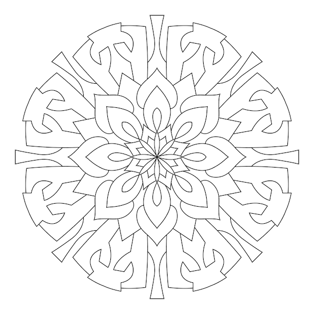 Mandala overzicht kleurplaat. het ronde ornament kan worden gebruikt als meditatie-achtergrond