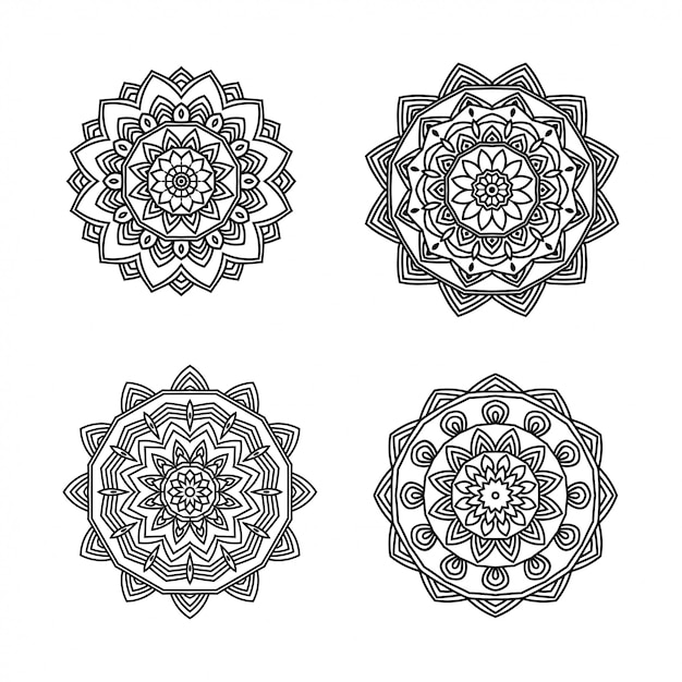 Mandala pack design. mandala premium da 4 pezzi