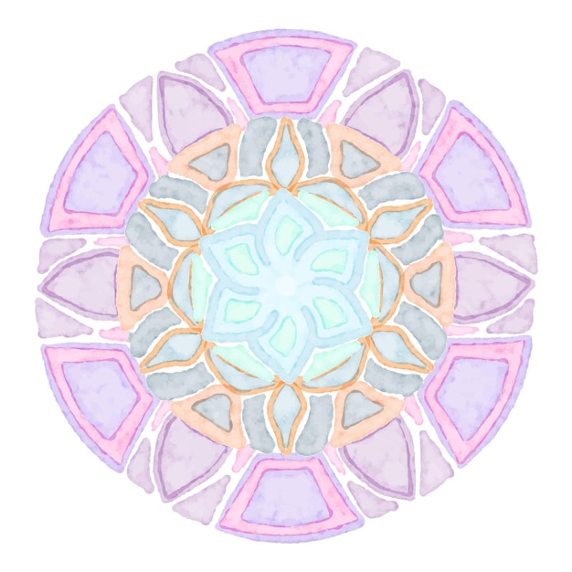 Mandala patronen op geïsoleerde achtergrond, aquarel kleurrijke mandala achtergrond vector.