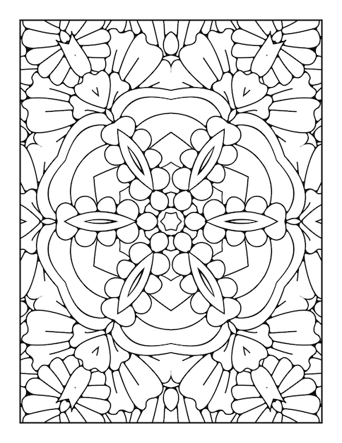 Mandala patroon kleurplaat voor volwassenen en met de hand getekende schets mandala kleurboek voor kinderen