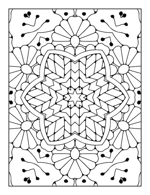 Mandala patroon kleurplaat voor volwassenen en met de hand getekende schets mandala kleurboek voor kinderen