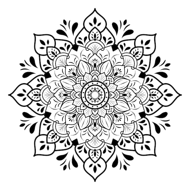 Mandala patroon ontwerp met hand getrokken, Vector mandala Oosterse patroon, uniek ontwerp met bloemblaadje. Concept ontspannen en meditatie gebruiken voor pagina-logoboek