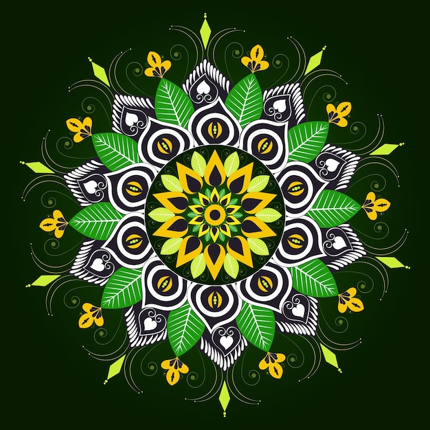 Mandala patroon zwarte achtergrond. Vector illustratie. Meditatie-element voor yoga in India