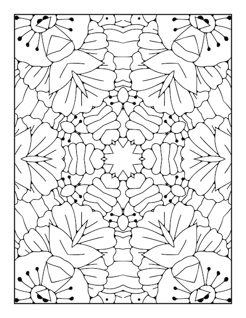 Pagina da colorare con motivo mandala per adulti e libro da colorare mandala con contorno disegnato a mano per bambini