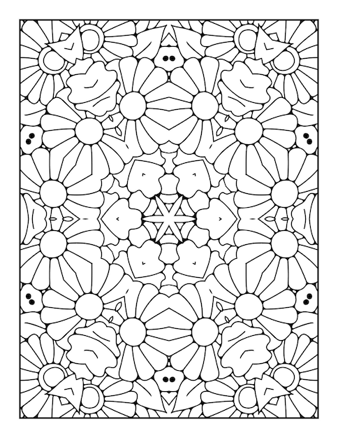 Pagina da colorare con motivo mandala per adulti e libro da colorare mandala con contorno disegnato a mano per bambini