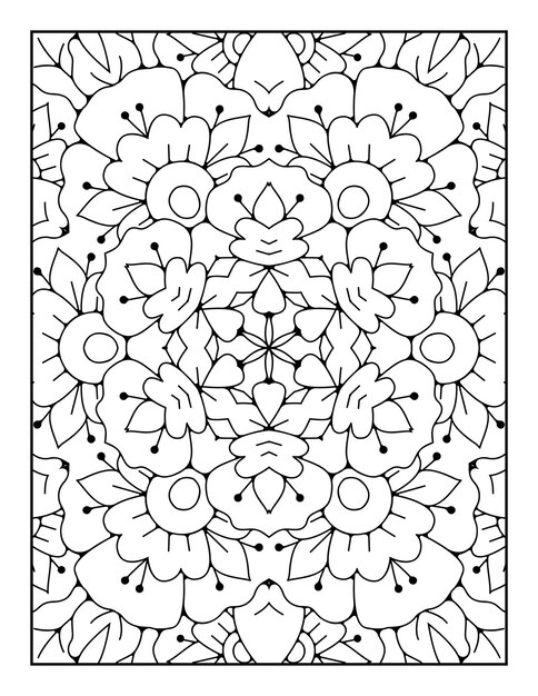 Mandala pattern coloring page for adults and hand drawn outline mandala coloring book for kids