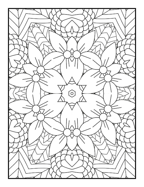 Mandala pattern coloring page for adults Mandala coloring page Floral mandala coloring page