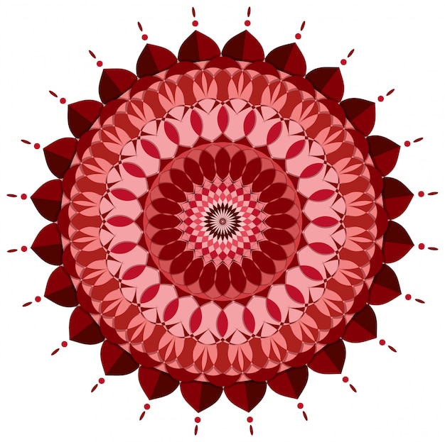Vector mandala pattern design in red color