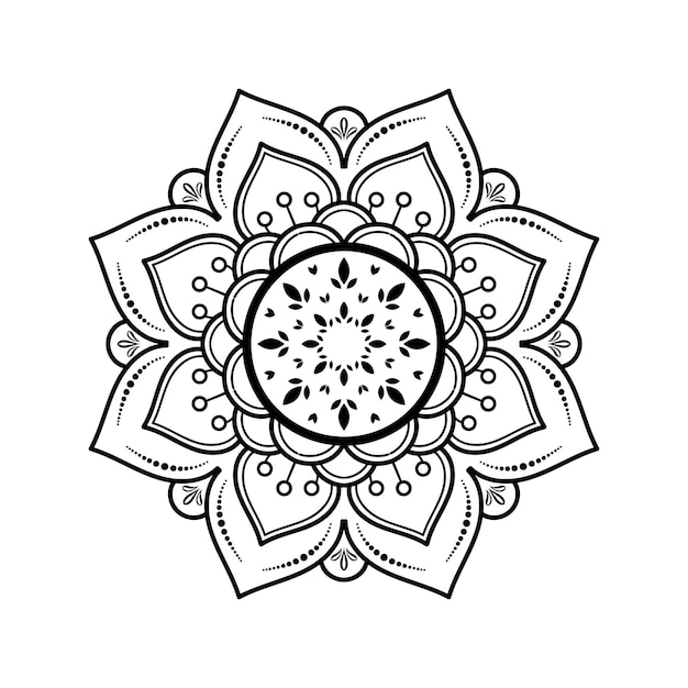 手描きの曼荼羅パターンデザイン、ベクトル曼荼羅オリエンタルパターン、花びらの花とユニークなデザイン。ページのロゴブックのコンセプトリラックスと瞑想の使用