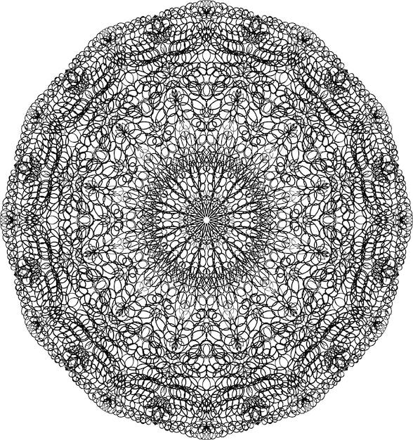 Reticolo della mandala doodle ornamento in cerchio su sfondo bianco