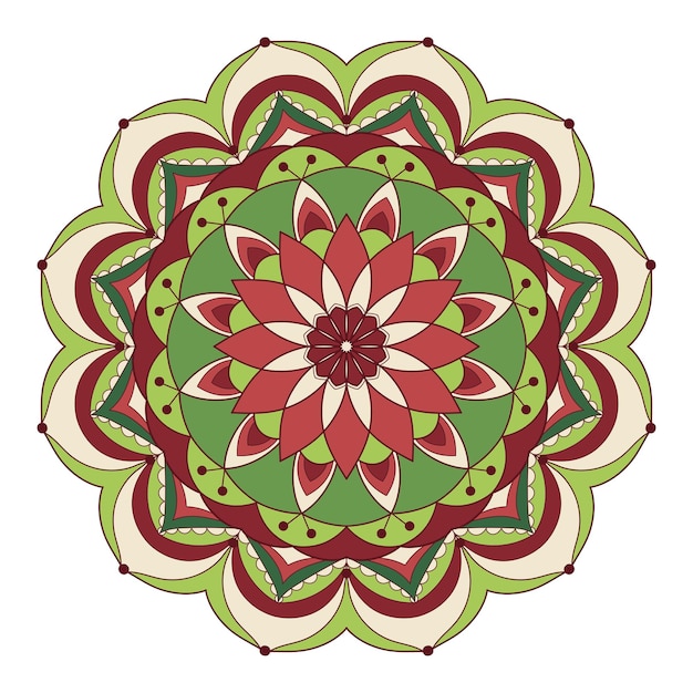 Mandala motivo floreale colorato illustrazione vettoriale design etnico orientale fiore di simmetria arabesco