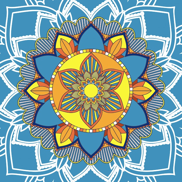 Mandala patterns on blue