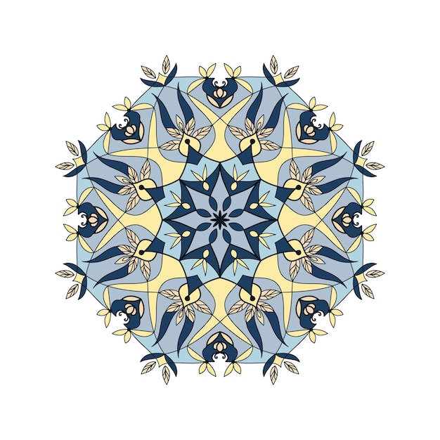 Mandala print for adult coloring book Decorative floral ornament illustration for yoga or meditation