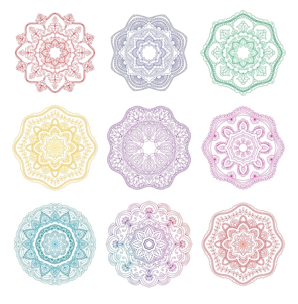 Mandala round floral ornament collection