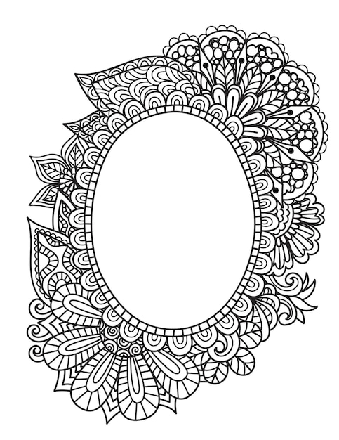 Cornice rotonda mandala per la stampa su prodotto, taglio laser, taglio della carta, incisione o libro da colorare per adulti. illustrazione vettoriale.