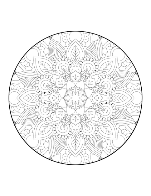 Mandala rotondo. mandala. cerchio mandala. pagina del libro da colorare. fiore mandala. illustrazione vettoriale.