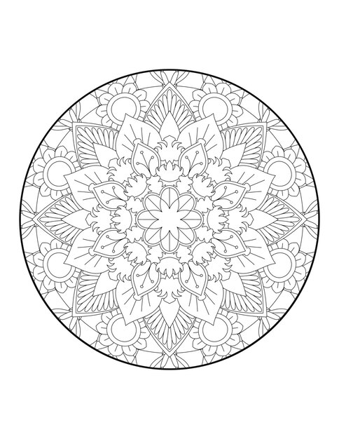 Mandala rotondo. mandala. cerchio mandala. pagina del libro da colorare. fiore mandala. illustrazione vettoriale.